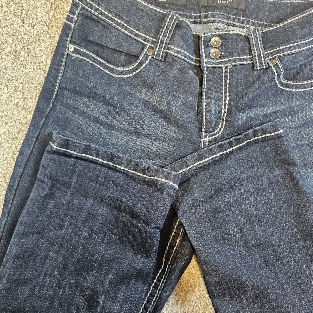 Nine West Jeans Women 28/6 Blue Denim Embroidered Straight Leg Date Night Fit A7